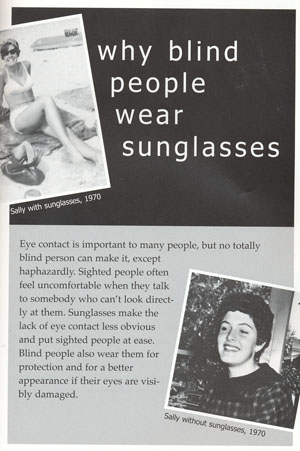 This is a page from my book answering the question, 'Why Blind People Wear Sunglasses.'