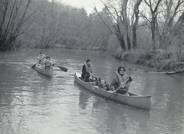 This is me canoeing with my family. Bob, Marit, and I are in one canoe while Joel and Leslie are in another.