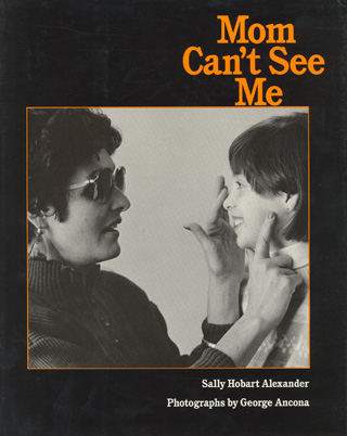 Mom Can't See Me. This black and white cover is a photo of me touching nine-year-old Leslie’s nose and cheek with my fingers.